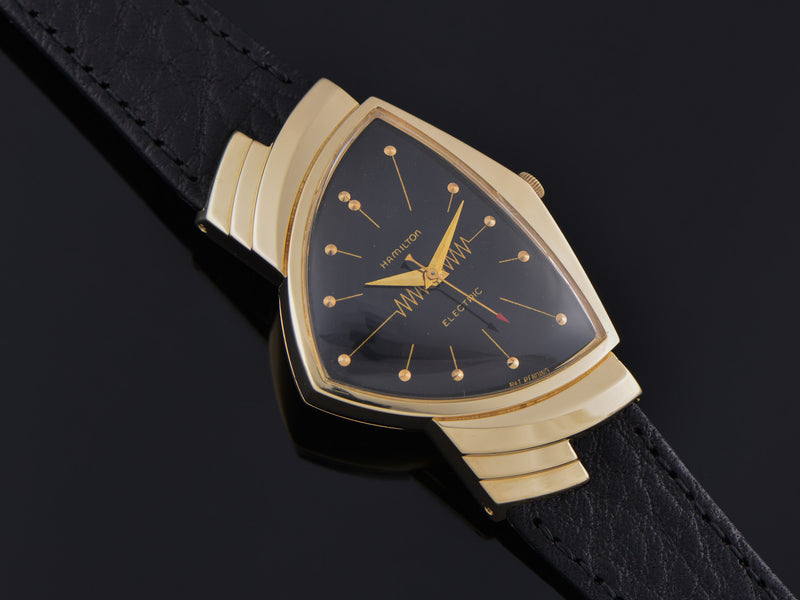 Hamilton Electric Ventura 14K Gold Black Dial Watch