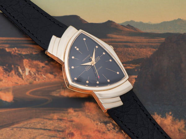 Hamilton Electric Ventura 14K Gold Black Dial Watch