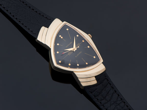 Hamilton Electric Ventura 14K Gold Black Dial Watch
