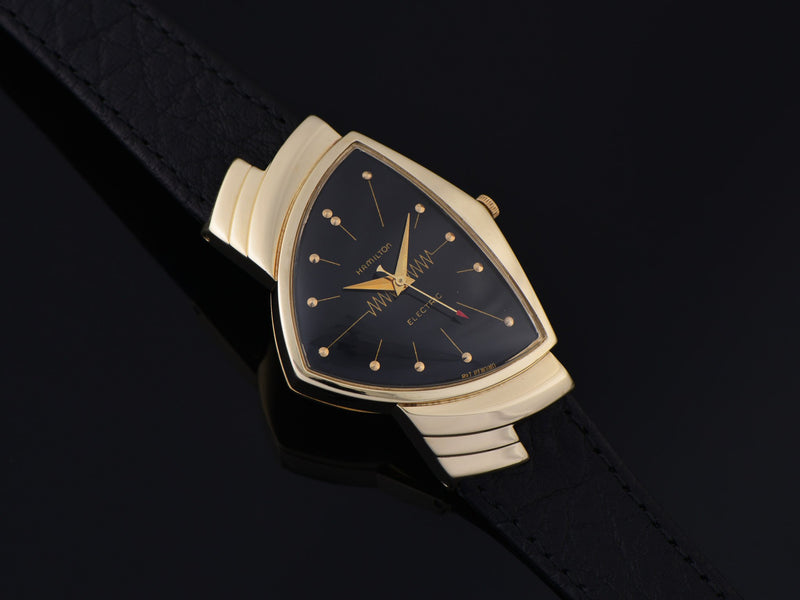 Hamilton Electric Ventura 14K Gold Black Dial Watch