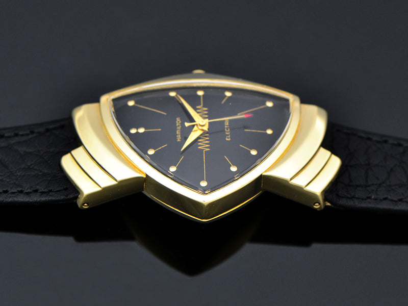 Hamilton Electric Ventura 14K Gold Black Dial Watch