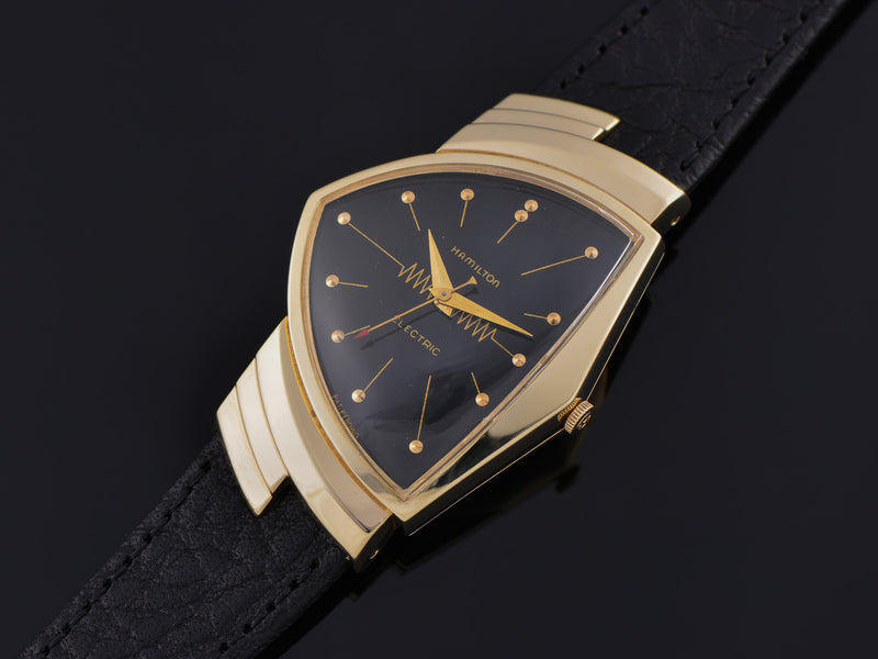 Hamilton Electric Ventura 14K Gold Black Dial Watch