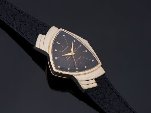 Hamilton Electric Ventura 14K Gold Black Dial Watch