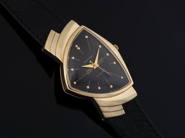 Hamilton Electric Ventura 14K Gold Black Dial Watch