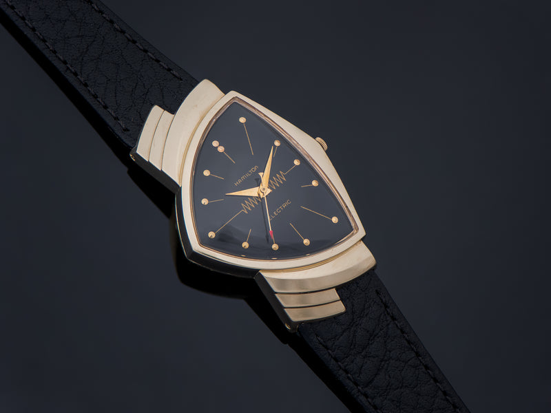 Hamilton Electric Ventura 14K Gold Black Dial Watch S039503