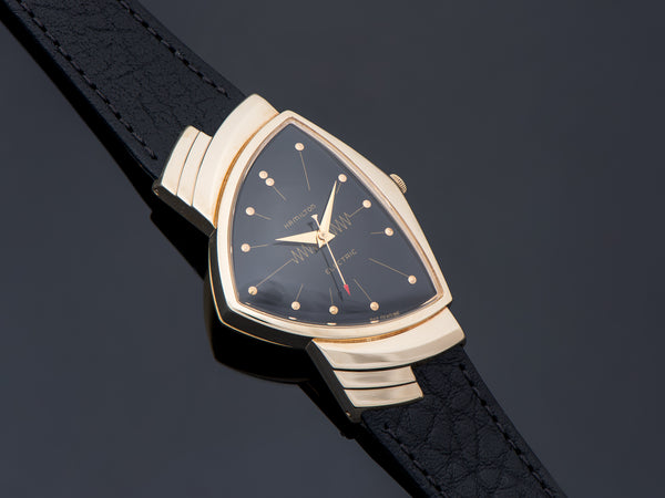 Hamilton Electric Ventura 14K Gold Black Dial Watch