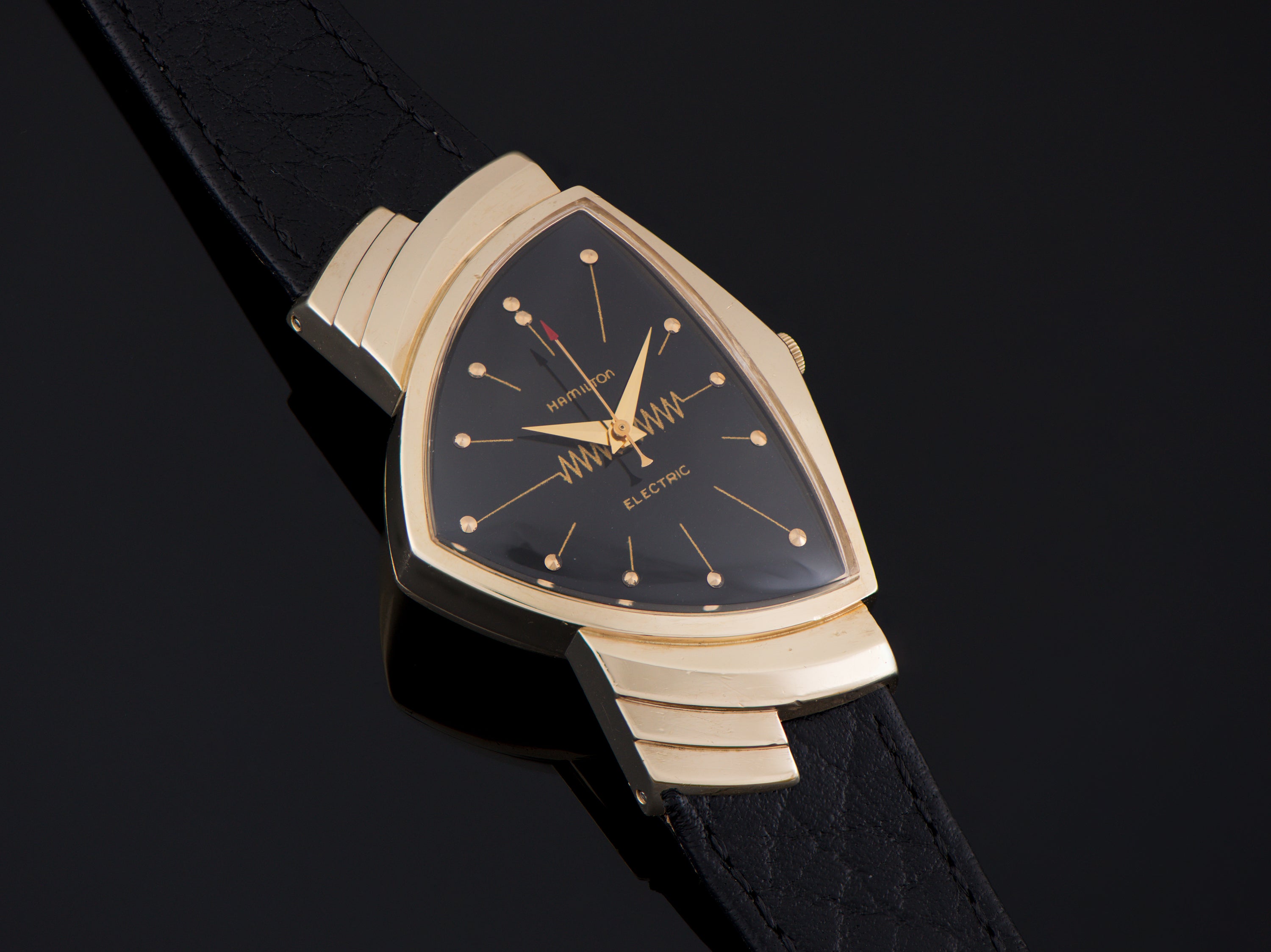 Hamilton Electric Ventura 14K Gold Black Dial Watch