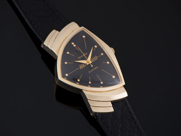 Hamilton Electric Ventura 14K Gold Black Dial Watch
