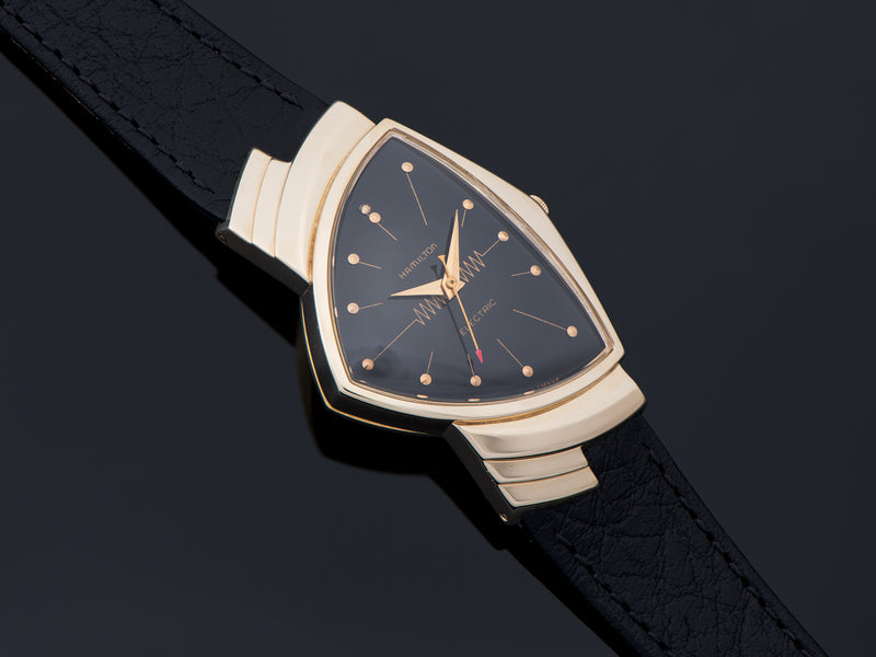 Hamilton Electric Ventura 14K Gold Black Dial Watch