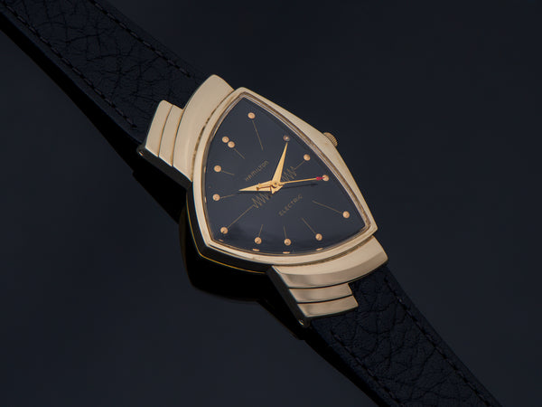 Hamilton Electric Ventura 14K Gold Black Dial Watch