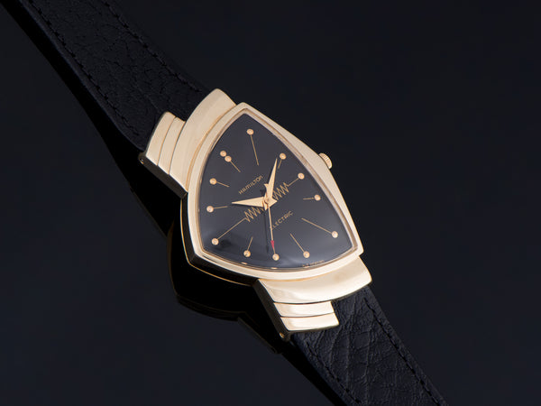 Hamilton Electric Ventura 14K Gold Black Dial Watch