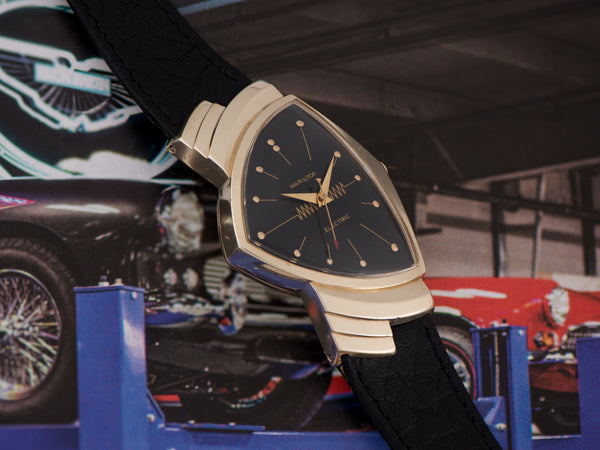 Hamilton Electric Ventura 14K Gold Black Dial Watch