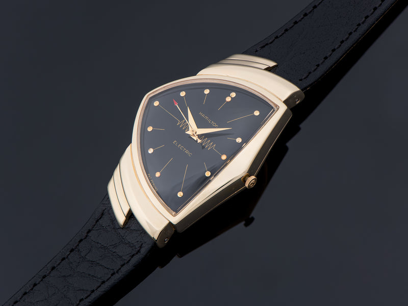 Hamilton Electric Ventura 14K Gold Black Dial Watch