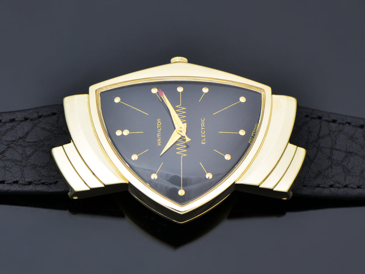 Hamilton Electric Ventura 14K Gold Black Dial | Unwind In Time