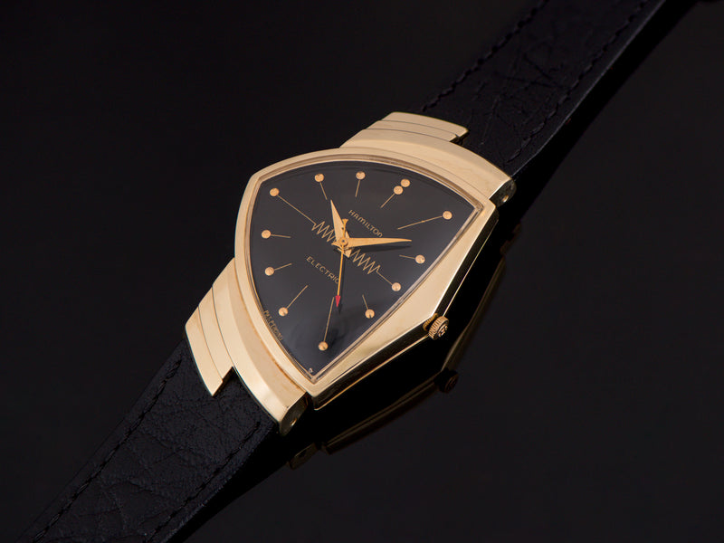 Hamilton Electric Ventura 14K Gold Black Dial Watch