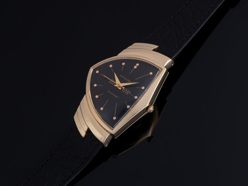 Hamilton Electric Ventura 14K Gold Black Dial Watch