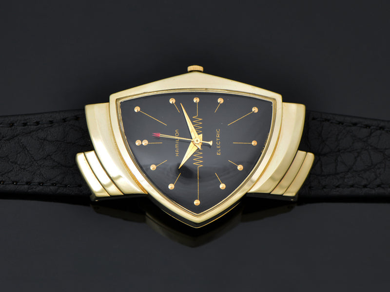 Hamilton Electric Ventura 14K Gold Black Dial Watch