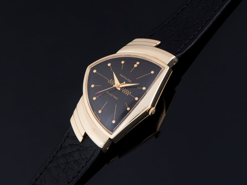 Hamilton Electric Ventura 14K Gold Black Dial Watch