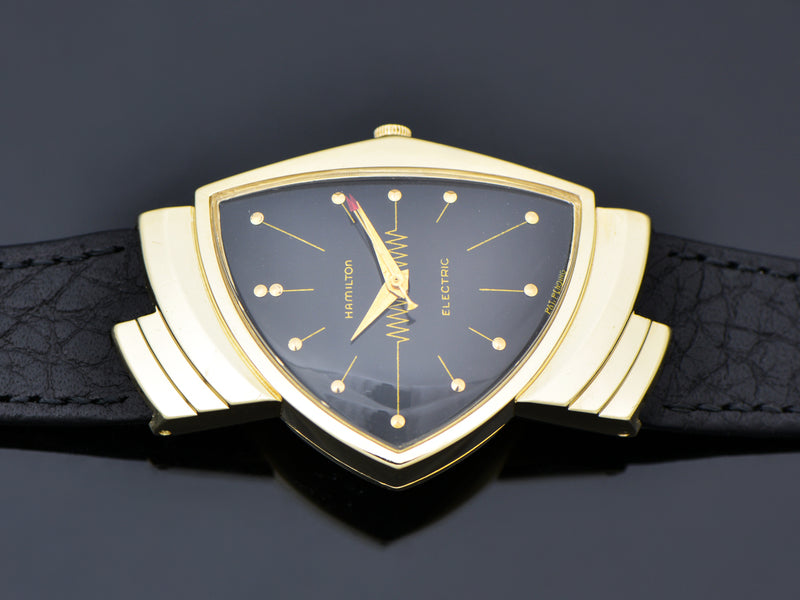 Hamilton Electric Ventura 14K Gold Black Dial Watch