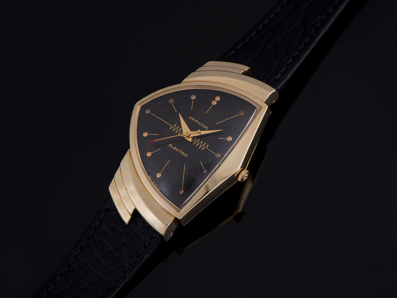 Hamilton Electric Ventura 14K Gold Black Dial Watch