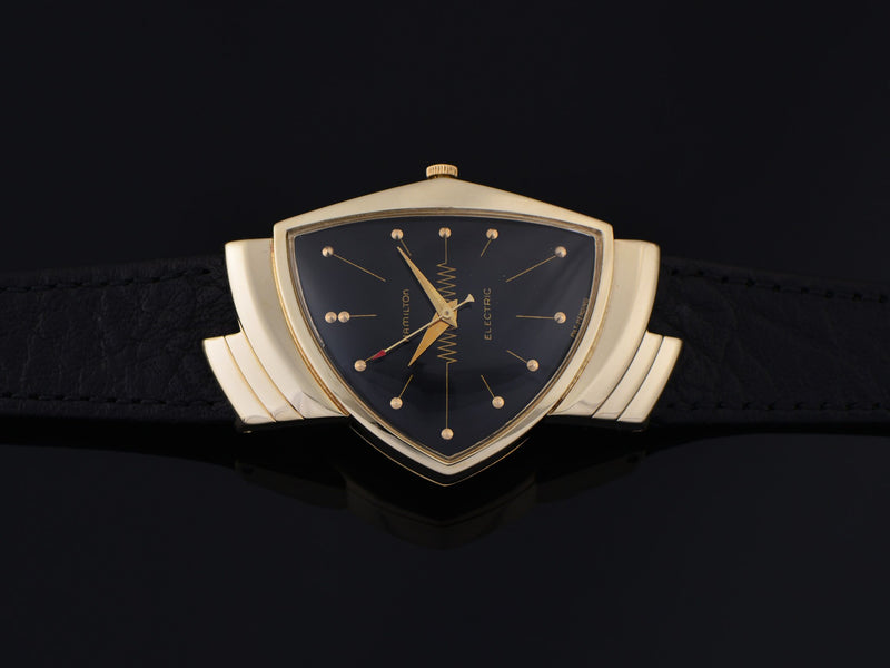 Hamilton Electric Ventura 14K Gold Black Dial Watch