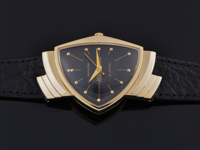 Hamilton Electric Ventura 14K Gold Black Dial Watch