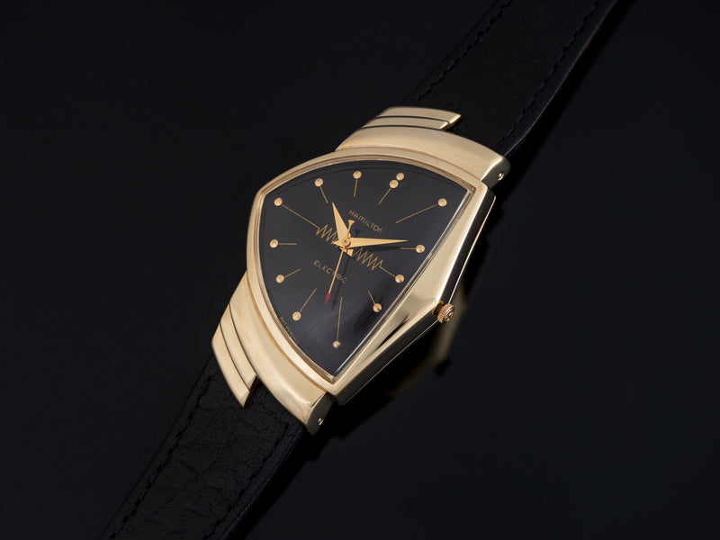 Hamilton Electric Ventura 14K Gold Black Dial Watch