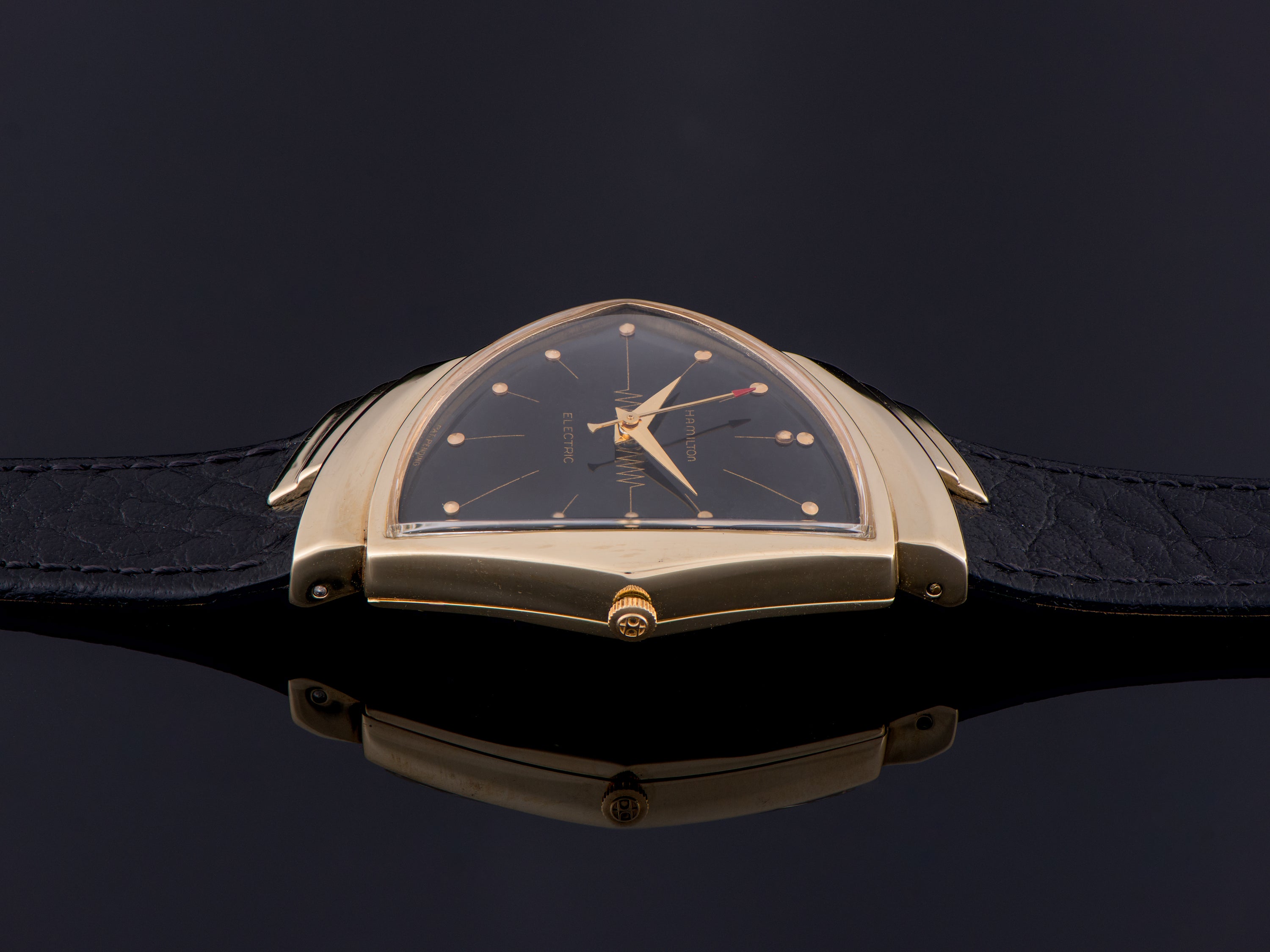 Hamilton Electric Ventura 14K Gold Black Dial Watch