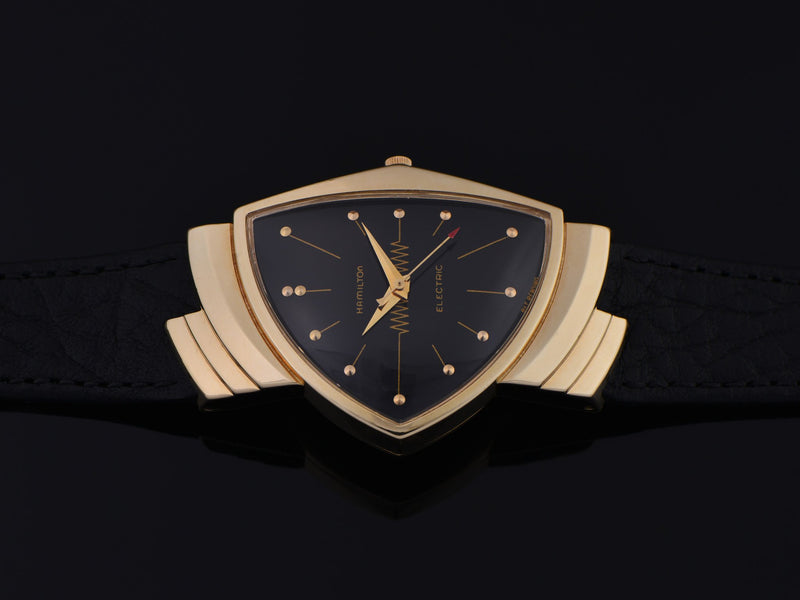 Hamilton Electric Ventura 14K Gold Black Dial Watch