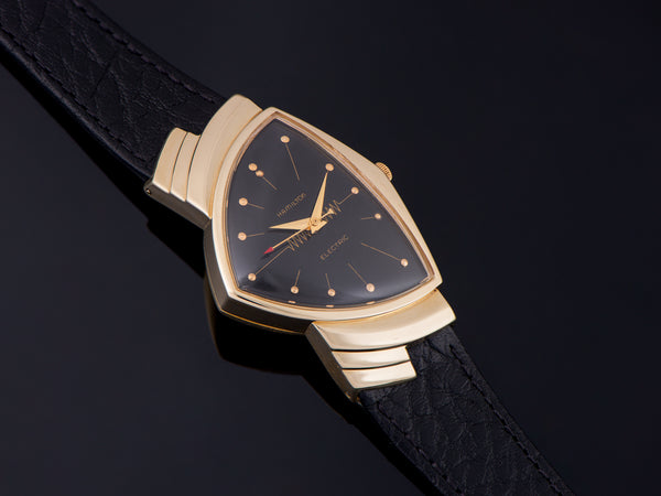 Hamilton Electric Ventura 14K Gold Black Dial Watch