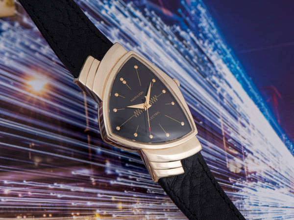 Hamilton Electric Ventura 14K Gold Black Dial Watch