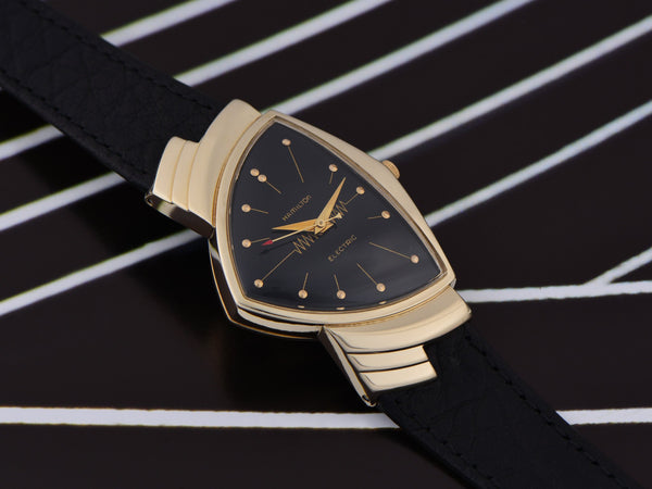 Hamilton Electric Ventura 14K Gold Black Dial Watch