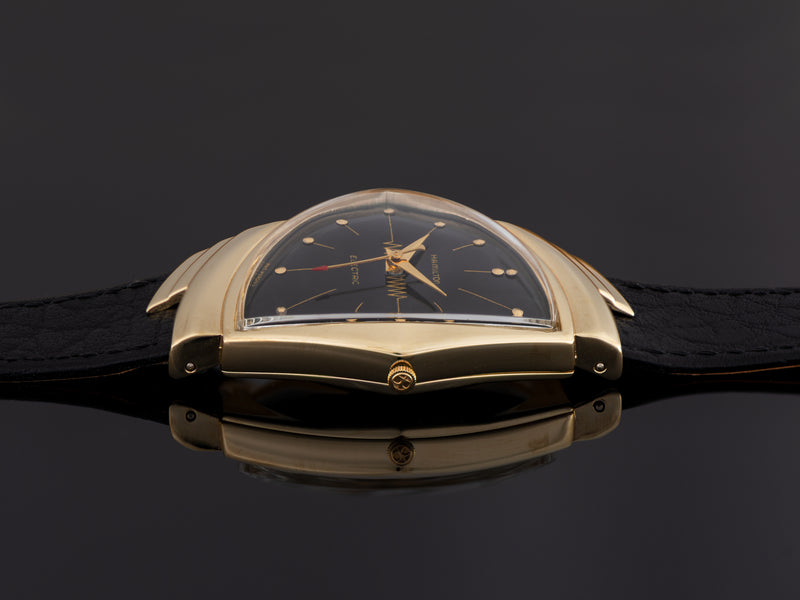 Hamilton Electric Ventura 14K Gold Black Dial Watch