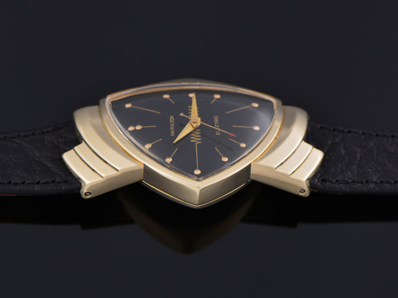 Hamilton Electric Ventura 14K Gold Black Dial Watch
