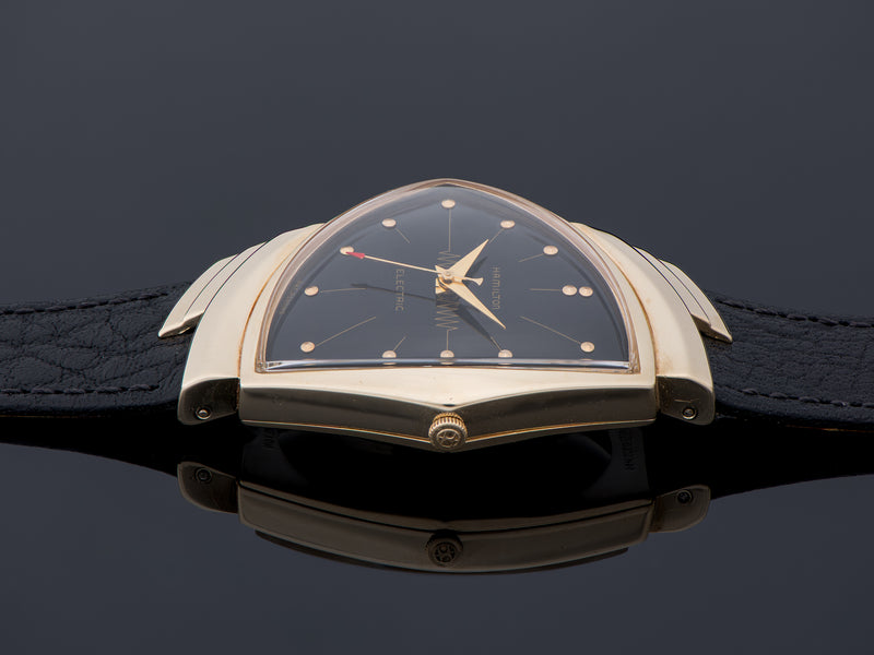 Hamilton Electric Ventura 14K Gold Black Dial Watch