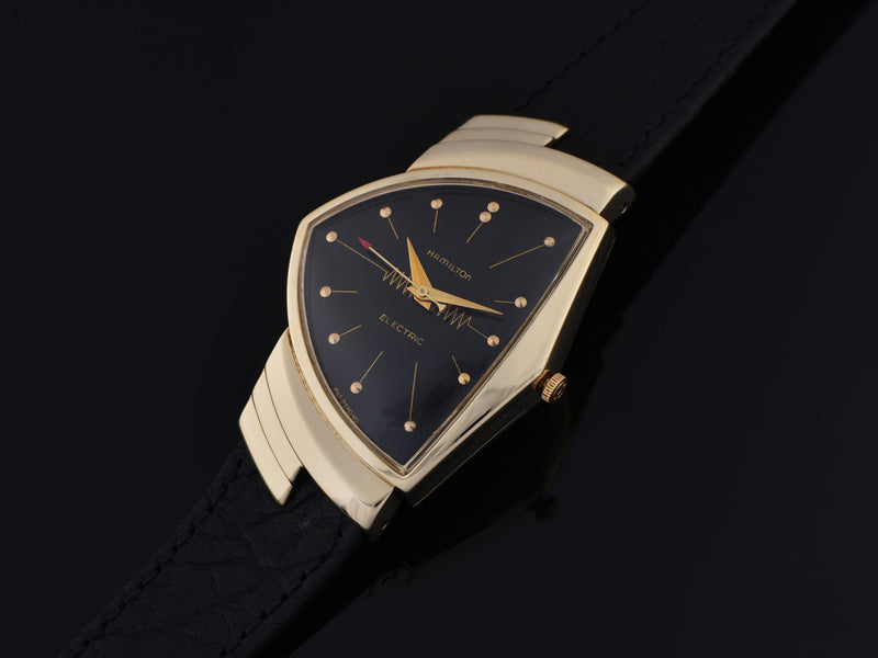 Hamilton Electric Ventura 14K Gold Black Dial Watch