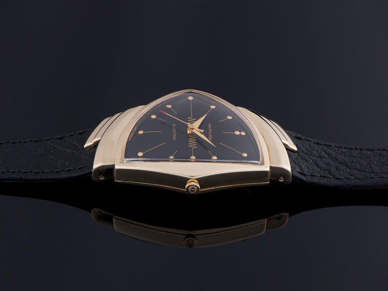 Hamilton Electric Ventura 14K Gold Black Dial Watch