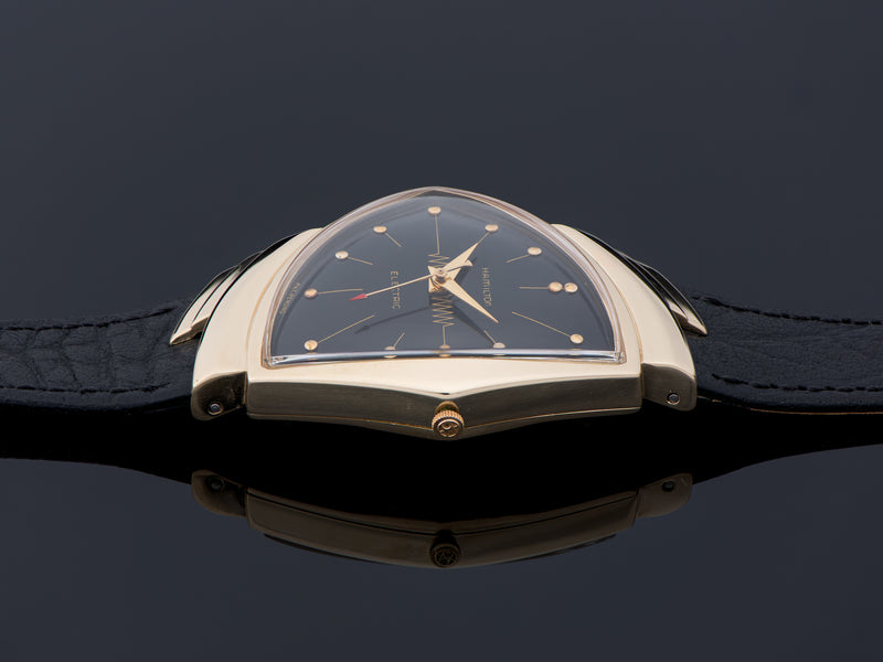 Hamilton Electric Ventura 14K Gold Black Dial Watch