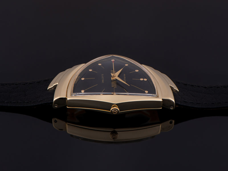 Hamilton Electric Ventura 14K Gold Black Dial Watch
