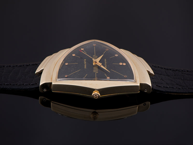 Hamilton Electric Ventura 14K Gold Black Dial Watch