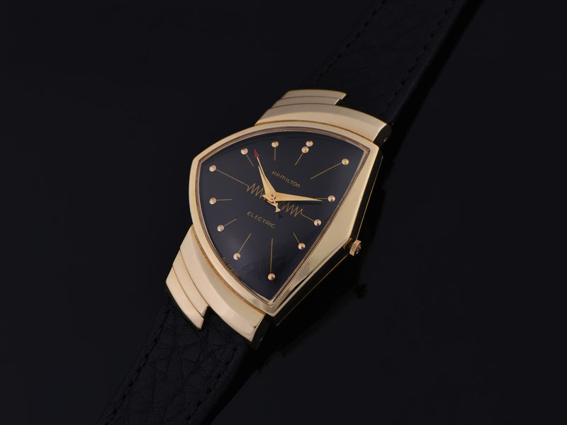 Hamilton Electric Ventura 14K Gold Black Dial Watch