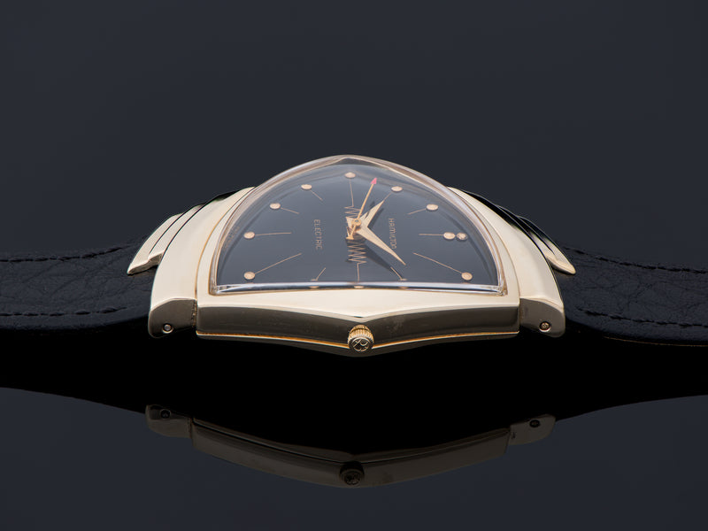 Hamilton Electric Ventura 14K Gold Black Dial Watch