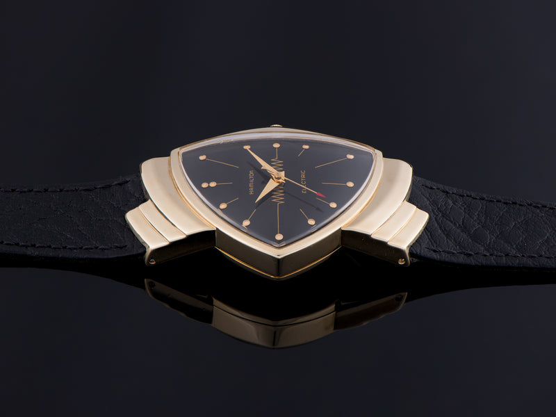 Hamilton Electric Ventura 14K Gold Black Dial Watch
