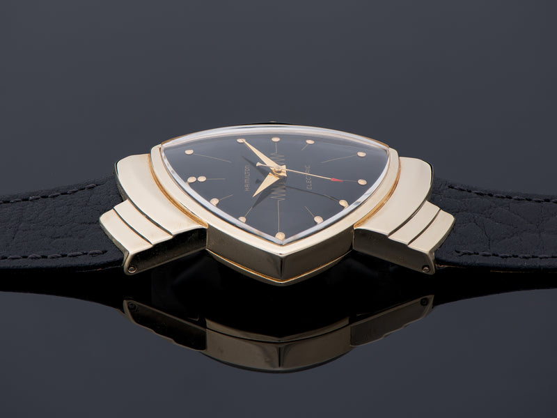 Hamilton Electric Ventura 14K Gold Black Dial Watch