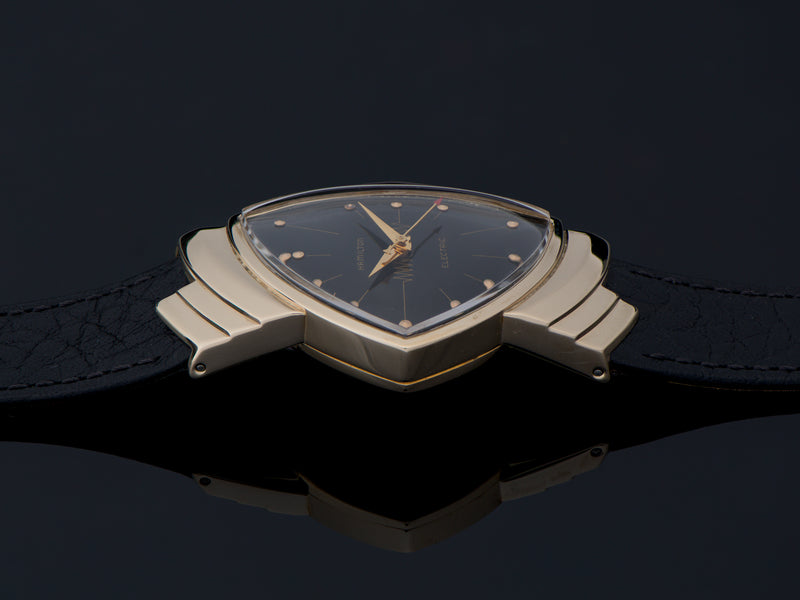 Hamilton Electric Ventura 14K Gold Black Dial Watch