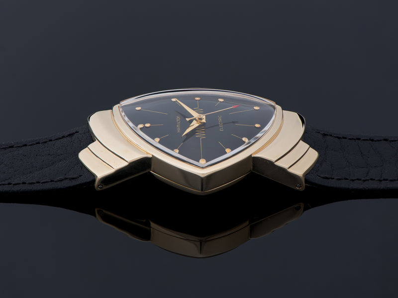 Hamilton Electric Ventura 14K Gold Black Dial Watch