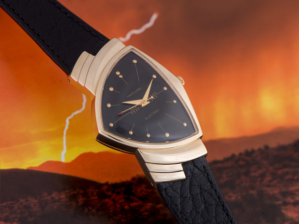 Hamilton Electric Ventura 14K Gold Black Dial Watch