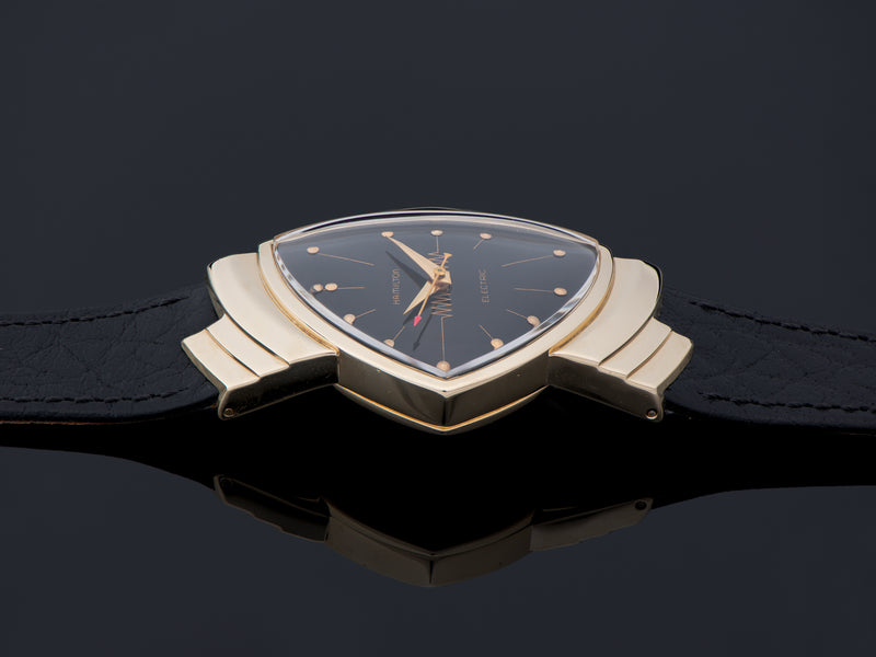 Hamilton Electric Ventura 14K Gold Black Dial Watch