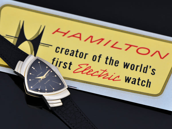Hamilton Electric Ventura 14K Gold Black Dial Watch