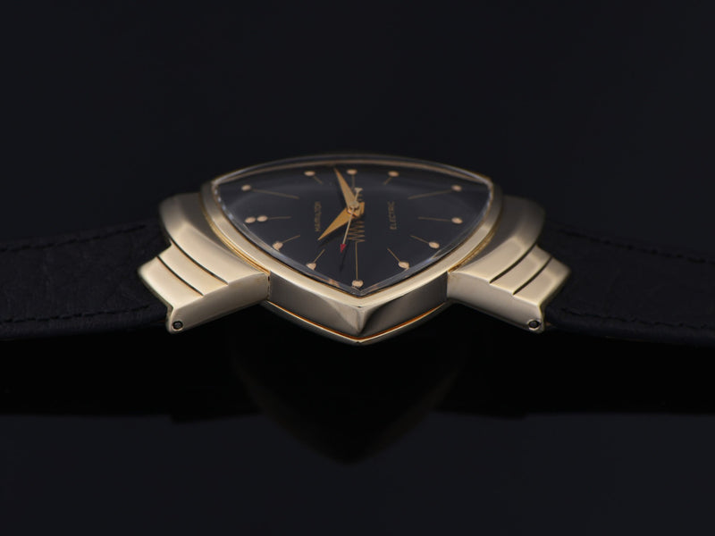 Hamilton Electric Ventura 14K Gold Black Dial Watch